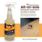 Flock Free Natural Mosquito Control Ready to Use Spray, Repels Mosquitoes, Ticks, Fleas, Flies, Gnats, and Chiggers Away (32 oz Ready to use)