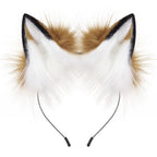 HAOAN Handmade Faux Fur Fox Wolf Ears Headband Halloween Christmas Cosplay Party Costume Accessories