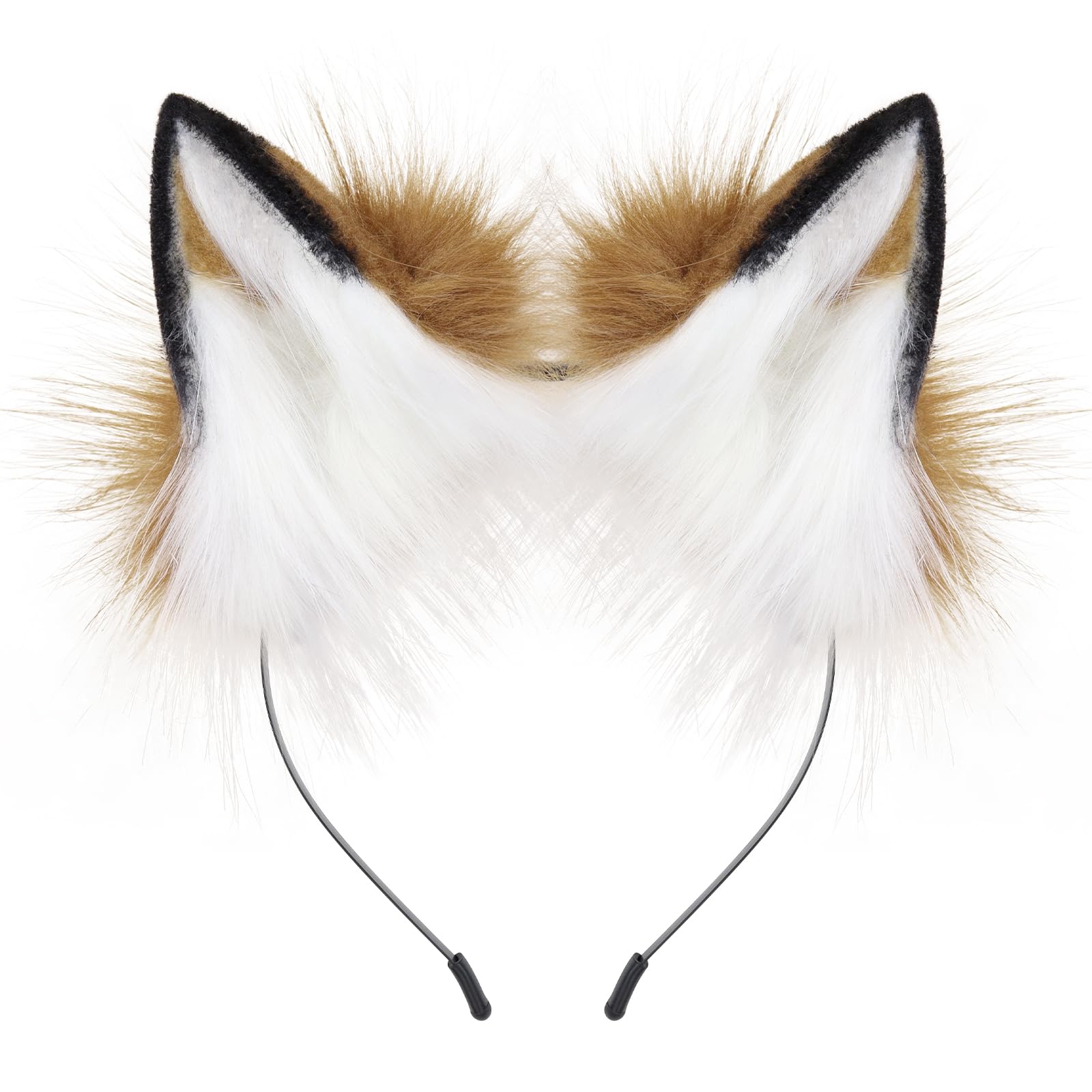 HAOAN Handmade Faux Fur Fox Wolf Ears Headband Halloween Christmas Cosplay Party Costume Accessories