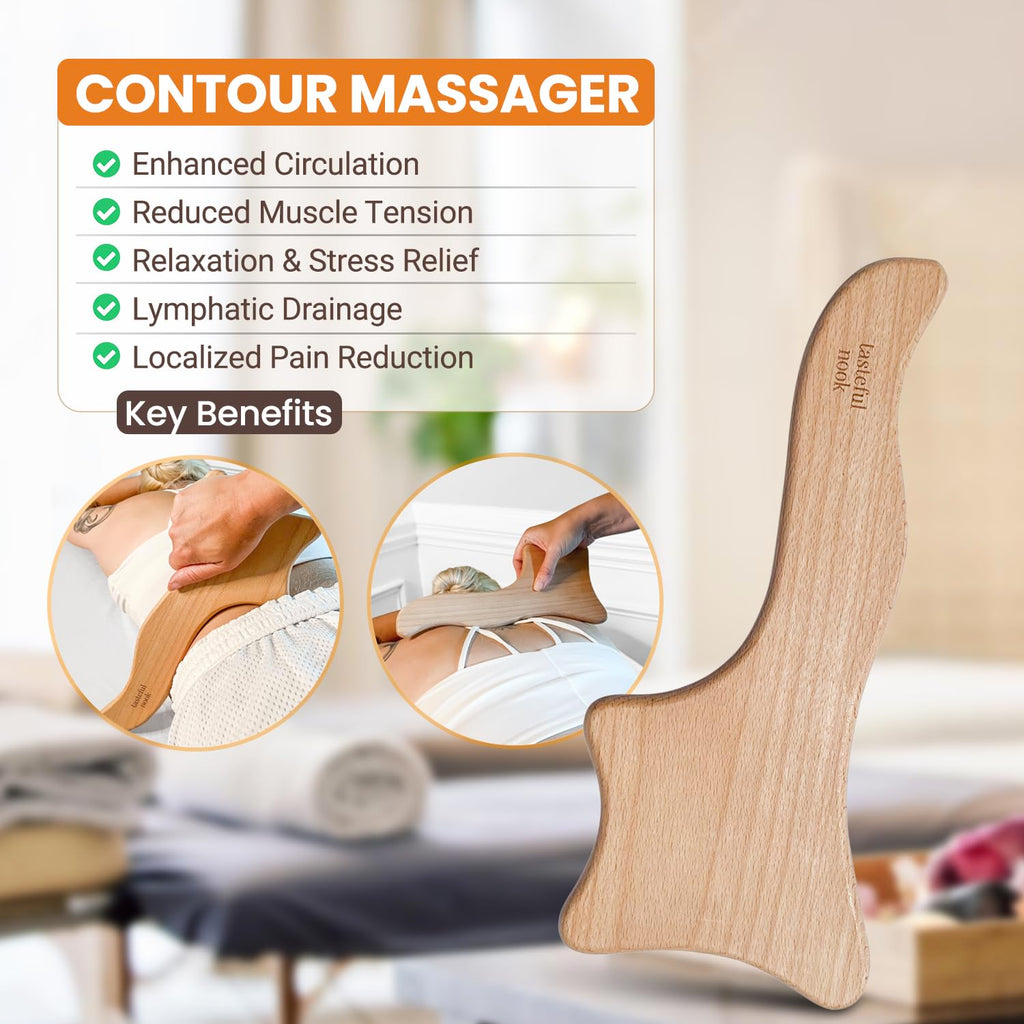 Wood Therapy Massage Tools Kit (Set of 4) - Lymphatic Drainage Massager - Body Roller - Body Sculpting - Wood Massage Tool for Cellulite - Maderoterapia Kit - Massage Tools w/ Storage Bag