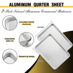 Commercial Quality Baking Sheet Pan Set, Natural Aluminum Cookie Sheet, Umite Chef Encapsulated Galvanized Steel Rim Warp Resistant Baker's Quarter Sheet Pan, Cookie Tray Pans for Baking, Roasting