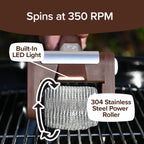 HorsePower Giddy Up Grill Cleaner AS SEEN ON TV! – Cordless, Rechargeable BBQ Tool with 350 RPM Stainless Roller, LED Light – Patents Pending – From BulbHead, a Family-Owned American Brand