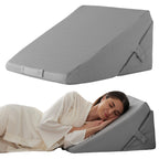 Bedluxe Wedge Pillow for Sleeping, Adjustable 9&12 Inch Foldable Bed Wedge Pillow Set, Orthopedic Memory Foam Triangle Pillows Wedge, 7-in-1 Elevated Pillows for Leg and Back Support, Grey