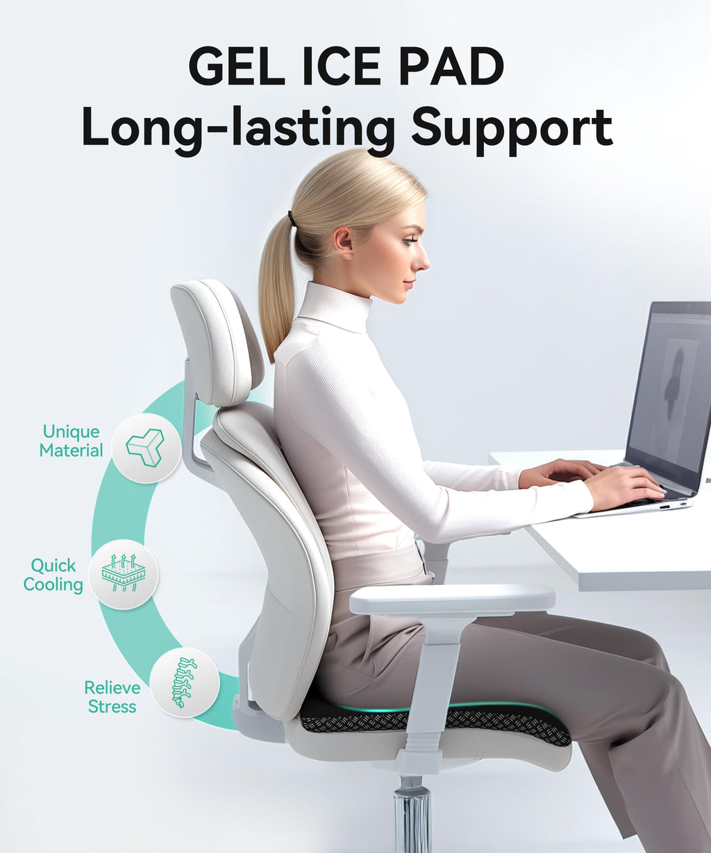 MZYENU Gel Seat Cushion, Cool Chair Cushion for Office Chairs, Driving Car Cushion Breathable, Wheelchair Cushions for Pressure Relief, Back Pain for Seat Cushions, Chair Pad with No-Slip Cover
