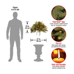 National Tree Company Company Pre-lit Artificial Christmas Tree Feel Real Urn Filler | Flocked with Mixed Decorations Strung LED Lights with Stand | Colonial-18 Inch, 18", Warm White