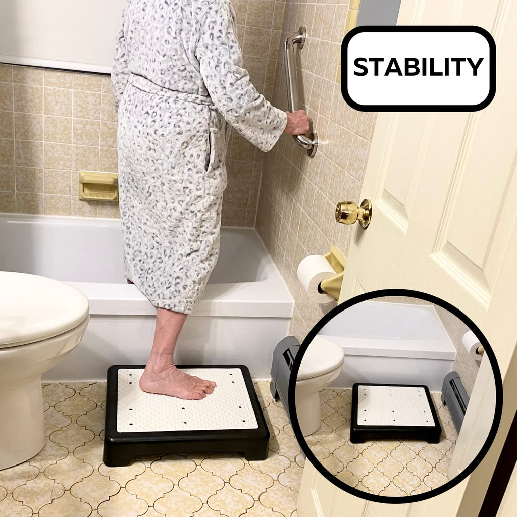 Evelots Mobility Low Step Stool for Senior - 2 Pack - Sturdy Half Step LARGE Platform for Adult, Elderly - Up To 425 Pound - Nonslip - Indoor & Outdoor - Lightweight - Stair, Bed, Bathtub, Shower, Car