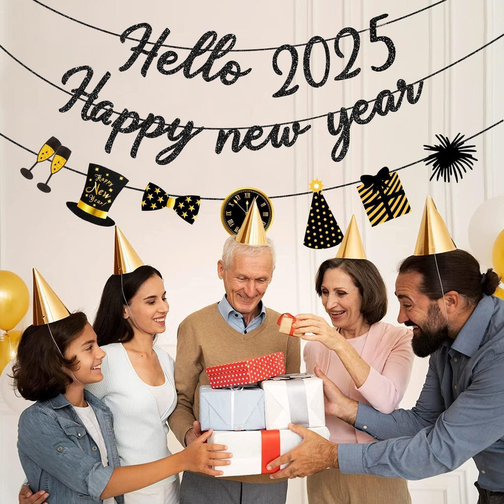Happy New Year Banner 2025 New Years Eve Banner New Years Eve Party Supplies 2025 New Year Decorations Happy New Year Sign for 2025 New Year Eve Decorations