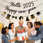 Happy New Year Banner 2025 New Years Eve Banner New Years Eve Party Supplies 2025 New Year Decorations Happy New Year Sign for 2025 New Year Eve Decorations