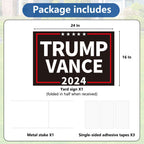 Probsin Trump Vance 2024 Yard Sign Double Sided 16" x 24" President Trump Vice President Vance MAGA Signs Voted for Trump Vance Outdoor Decorations for Lawn, Garden, Window, Party Supplies (Black)