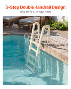 VEVOR Swimming Pool Ladder, 75°Inclined 5-Step Double Handrails Stair, Non-Slip Heavy Duty Steps, Load Capacity 300 lb, for 48-54 in Inground & Above-Ground Pools of Any Deck Surface Indoor & Outdoor