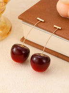 1 Pair Large Charming Cherry Drop Earrings - Vibrant and Playful Fashion Accessory for Women