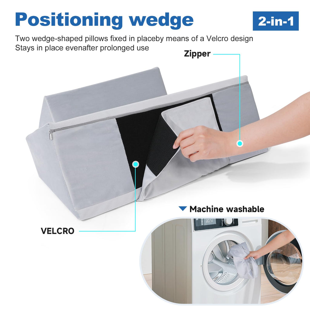 Positioning Wedge Pillow Side Sleeping Belt Connection, Limit Width Adjustable Bed Wedges Body Positioners for Back Pain Relief, Back Positioning Wedge for After Surgery, Anti Snoring, Back Support