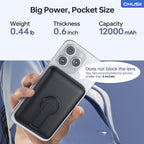 for Magsafe Portable Charger, 12000mAh Wireless Magnetic Power Bank with Stand and USB C in/Out Fast Charging, for Magsafe Battery Pack Compatible with iPhone 15/14/13/12 Pro/Pro Max Series-Black