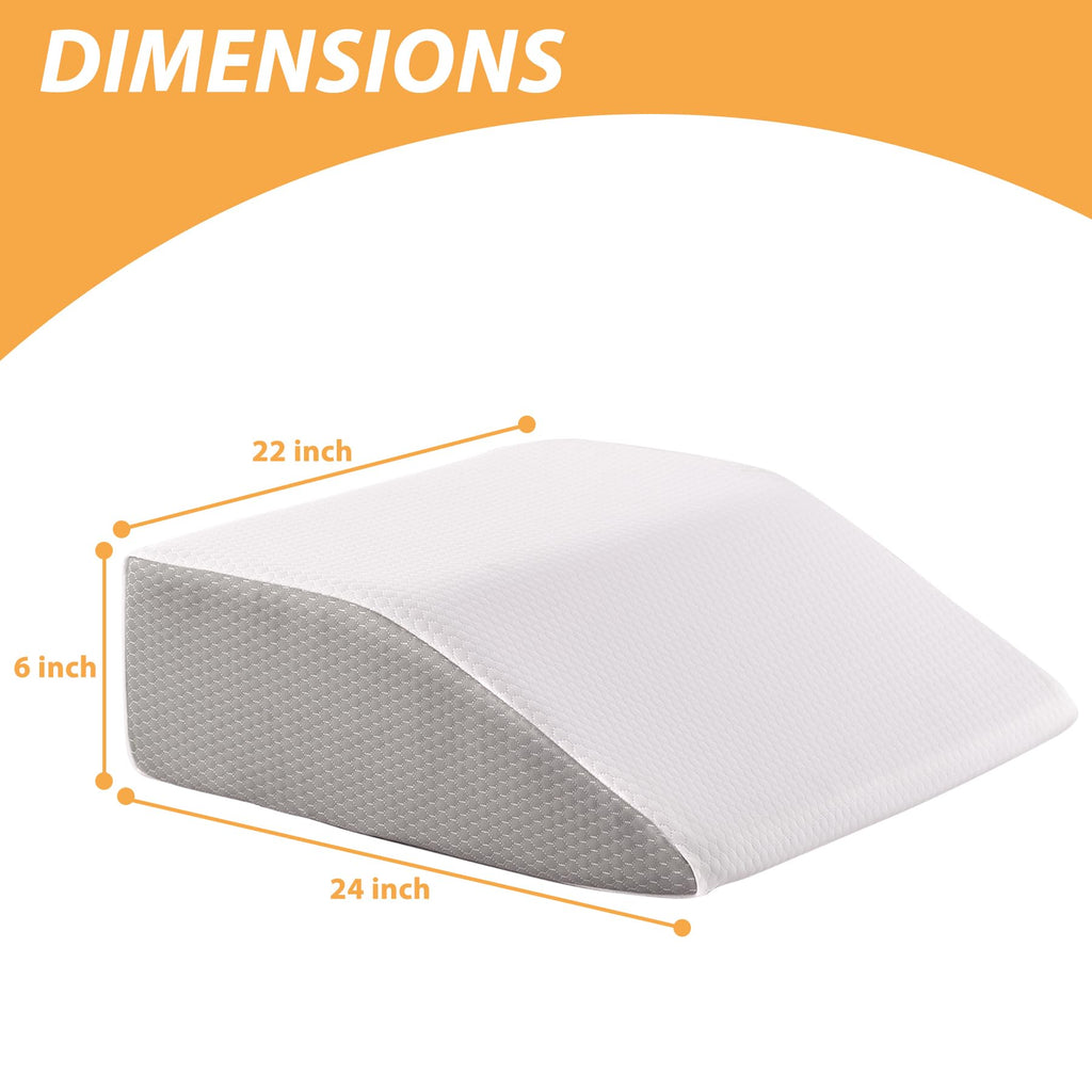 Bedluxe Leg Elevation Pillows, Leg Pillows for Sleeping, Cooling Gel Memory Foam Top, Wedge Pillow for Legs, Leg Wedges for Circulation, Swelling, After Surgery - Removable Cover (6 Inch, White/Grey)