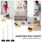 XXFLOWER Broom and Dustpan Set with Long Handle, Light Weight Stainless Steel Poles Stand Upright Dustpans with Broom Combo for Home Kitchen Office Pet Dog Hair, Brown & Beige Color, 1-Pack