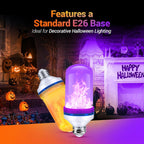 LeiNetfor Upgraded LED Flame Light Bulbs, 4-Mode Flickering Light Bulbs with Gravity Sensor, E26 Fire Light Bulb for Porch Party Patio Home Halloween Christmas Indoor Outdoor (Purple, 2)