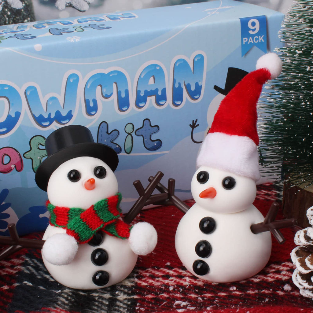 BANBBUR 9Pack Build a Snowman Kit Snowman Crafts for Kids,Modeling Clay Snowman DIY Kit, Christmas Stocking Stuffers for Kids,Christmas Crafts Xmas Gift