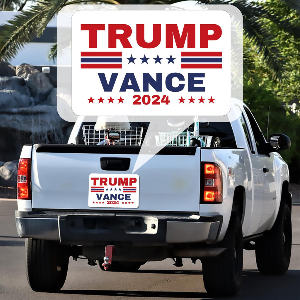 QSUM Trump Vance 2024 Magnet Sticker, 17"*11" Large Size Trump Vance Magnet Large Bumper Sticker for Car with UV Printing, Strong Adhesive Magnet and Vivid Color