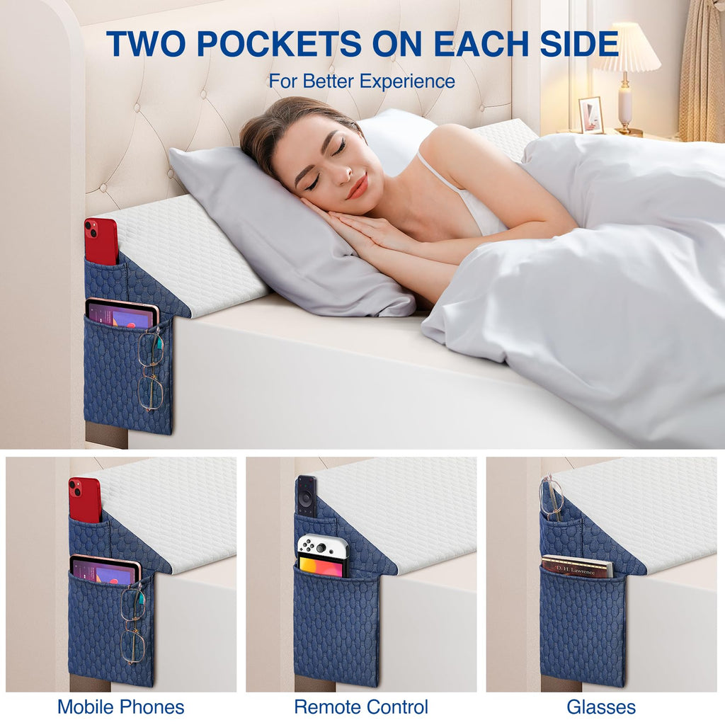 Welzona Queen Size Wedge Pillow Headboard/Bed Wedge Pillow for Headboard, Bed/Mattress Gap Filler (0-6"), Triangle Pillow Wedge for Gap, Comfortable High Density Foam Pillow (60"x 10"x 6")