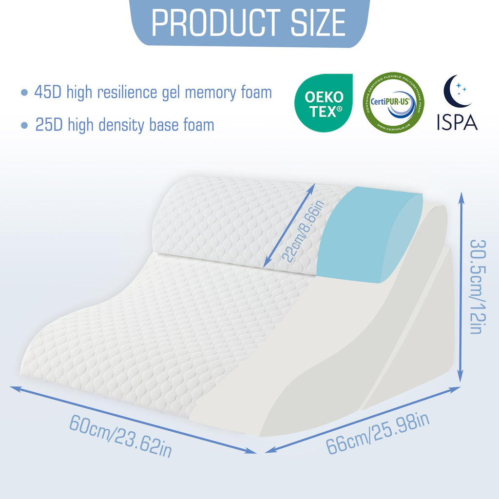 Ziiyllean Bed Wedge Pillow for Sleeping, 20-in-1 Adjustable Pillow Wedge Acid Reflux Pillow, 9 &12 & 20 Inch 3-in-1 Incline Wedge Pillow for Back Pain Relief, Gerd, Snoring