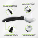 Spring Chef Heavy Duty Ice Cream Scoop with Comfortable Handle - Professional Ice Cream Scooper for Gelato, Sorbet, Cookie Dough, Melon, Frozen Yogurt - Dishwasher Safe Metal Kitchen Tool - Black