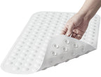 Yanzifly Bathtub Mat - Silicone Soft & Safe Bath Mat with Suction Cups, Anti Slip for Kids & Elderly, Machine Washable - White