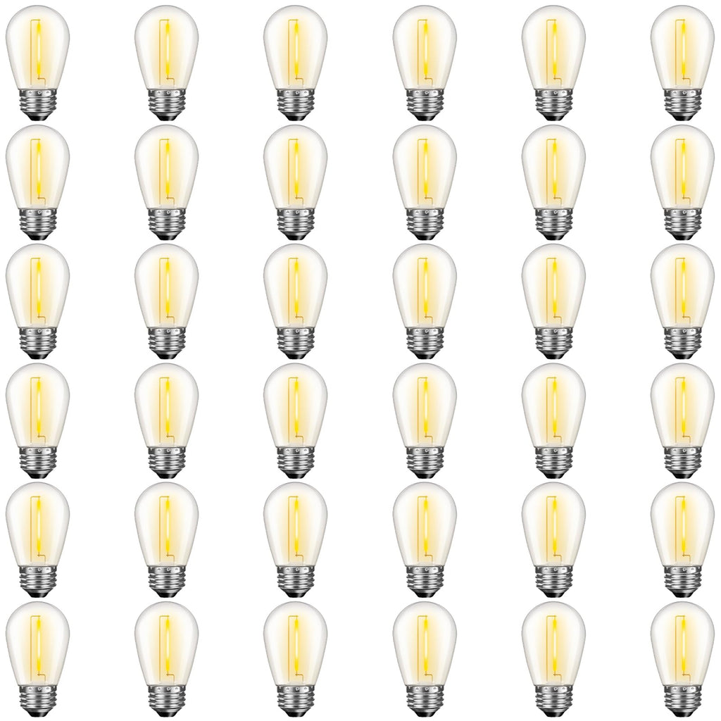 GvvooHome 36 Pack S14 LED Bulbs for Outdoor String Lights, Shatterproof Replacement Edison Bulbs for Patio String Lights Outdoor Waterproof, Warm White 2200K, Dimmable, E26 Standard Base
