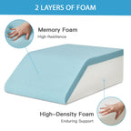 MEGCXIT Leg Pillow Elevation Blood Circulation, Leg Wedge for Elevation for Swelling, Leg Elevating Pillow for After Surgery, Memory Foam Foot Knee Pillow for Back Sleeping 24×22×8 Inch White/Grey
