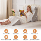 4PCS Wedge Pillow Set for After Surgery, Orthopedic Bed Wedge Pillow for Back Pain Relief, Sitting up in Bed,Recovery, Acid Reflux, Snoring, Body Pillow for Sleeping,Leg,Shoulder Support, White/Grey