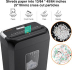 Bonsaii Paper Shredder for Home Use,6-Sheet Crosscut Paper and Credit Card Shredder for Home Office with Handle for Document,Mail,Staple,Clip-3.4 Gal Wastebasket(C237-B)