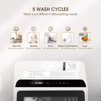 NOVETE Portable Countertop Dishwashers, Compact Dishwashers with 5L Built-in Water Tank & Inlet Hose, 5 Washing Programs, Baby Care, Air-Dry Function and LED Light for Small Apartments