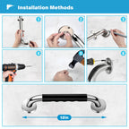 12 Inch Grab Bars for Bathtubs and Showers, Anti Slip Handicap Grab Bars for Shower, Safety Bath & Toilet Rail for Elderly Senior, Shower Handle Disability Assist Bathroom Handrail