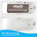 SlipX Solutions Power Grip Extra Long Bath Tub & Shower Mat 39x16, Wet Floor Non-Slip for Elderly & Kids Bathroom, 30% Longer Bathtub Mats, 200 Suction Cups, Drain Holes (1, Translucent Bronze)