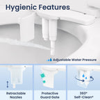 LUXE Bidet NEO 185 Plus - Dual Nozzle, Non-Electric Bidet Attachment for Toilet Seat, Patented Slide-In Install, 360° Self-Clean, EZ-Lift to Clean, Feminine & Rear Wash (Chrome)