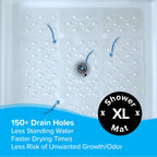SlipX Solutions Extra Large Square Shower Mat, 27"x27", Non-Slip Stall Mat for Elderly & Kids Standing Bath Tub Mat, Machine Washable, Suction Cups, White Pearl