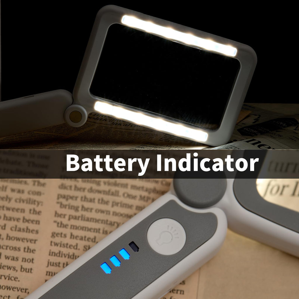 GUCOO Magnifying Glass with Light for Close Work Reading 3.5X Folding Handheld Led Illuminated Lighted Rectangle Magnifier for Jewelers Seniors Large Hand Held Magnifying Lens for Book Jewelry Coins