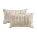MIULEE Pack of 2 Corduroy Decorative Throw Pillow Covers 12x20 Inch Soft Boho Striped Pillow Covers Modern Farmhouse Christmas Home Decor for Sofa Living Room Couch Bed Cream White