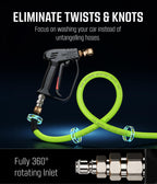 McKillans® Short Pressure Washer Gun with Swivel - High Pressure Water Handle with 3/8" Male Plug and 1/4” Quick Connector Coupler - Power Washer Gun Compatible with Foam Cannon - Car Wash Foam Gun