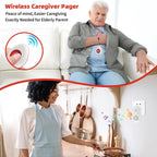 Nestling® Wireless Caregiver Pager SOS Call Button for Elderly Monitoring, Emergency Alert System Call Bell for Nurse Patient Disabled 1 Waterproof Transmitter & 1 Plugin Receiver