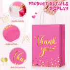 Tinlade 30 Pcs Thank You Gift Bags with Tissue Paper Gold Thank You Wedding Bags with Handle for Graduation Business Shopping Wedding Baby Shower Party Favors(Rose Red)