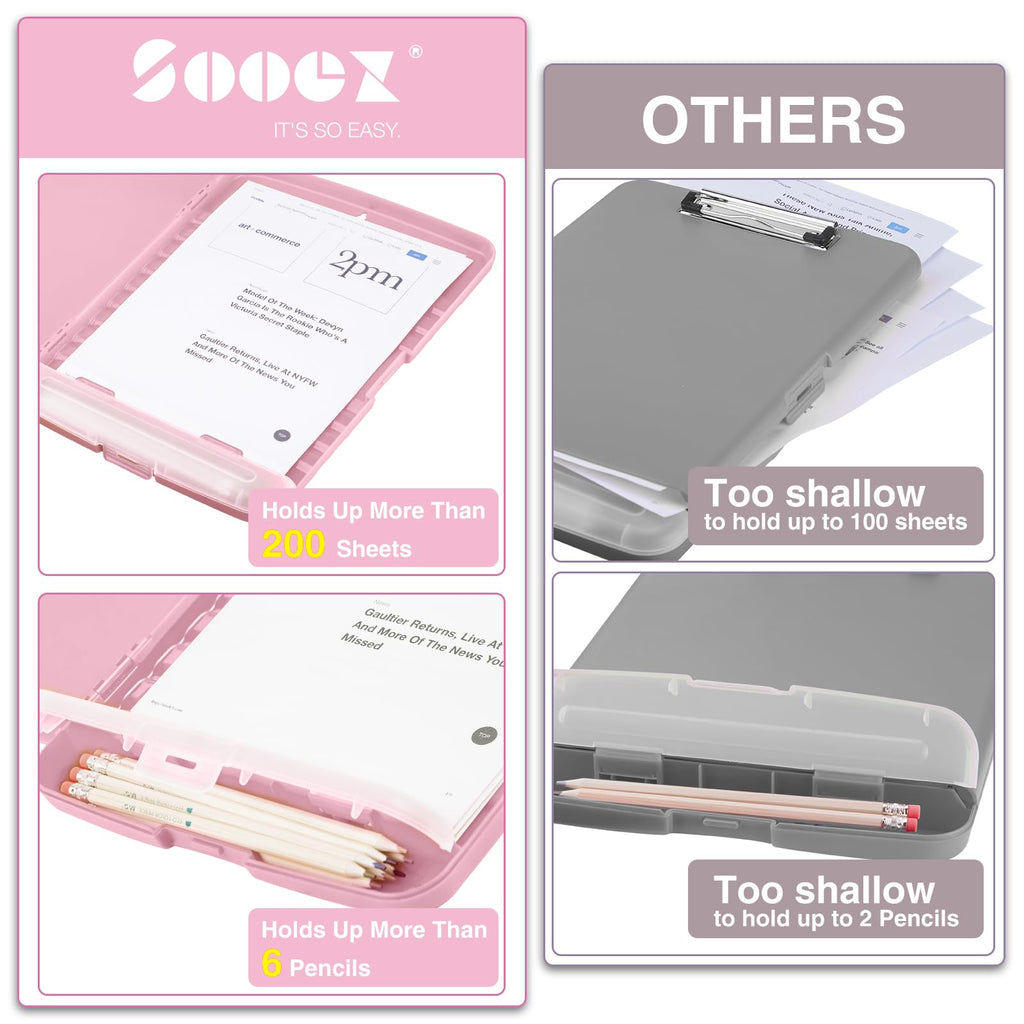 Clipboards with Storage, High Capacity Clip Boards 8.5x11 with Storage, Heavy Duty Nursing Clipboard Folder, Plastic Clipboard with Pen Holder for Women Teachers Work, School & Office Supplies