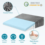 Domusensus Wedge Pillow for Sleeping, 7.5" Bed Wedge Pillow for After Surgery, Triangle Pillow Wedge for Heartburn, Acid Reflux, GERD, Back Pain Relief, Neck Pain, Soft & Cooling Memory Foam Top