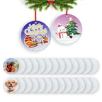 HTVRONT Sublimation Ornament Blanks 12 PCS- 3.15 Inch Sublimation Christmas Ornament Blanks Double Side with Red String - Personalized MDF Decoration Supplies for Halloween Christmas