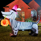 GOOSH 5Ft Halloween Inflatables Outdoor Decorations Skeleton Puppy Inflatable Yard Decoration with Build-in LEDs Blow Up Pumpkin for Halloween Party Indoor Outdoor Yard Garden