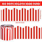 65 Feet Scalloped Bulletin Board Border Self Stick Classroom Striped Borders Wavy Line Border for Bulletin Cork Board Desk Classroom Christmas Party Supplies Decor(Red and White Stripes)