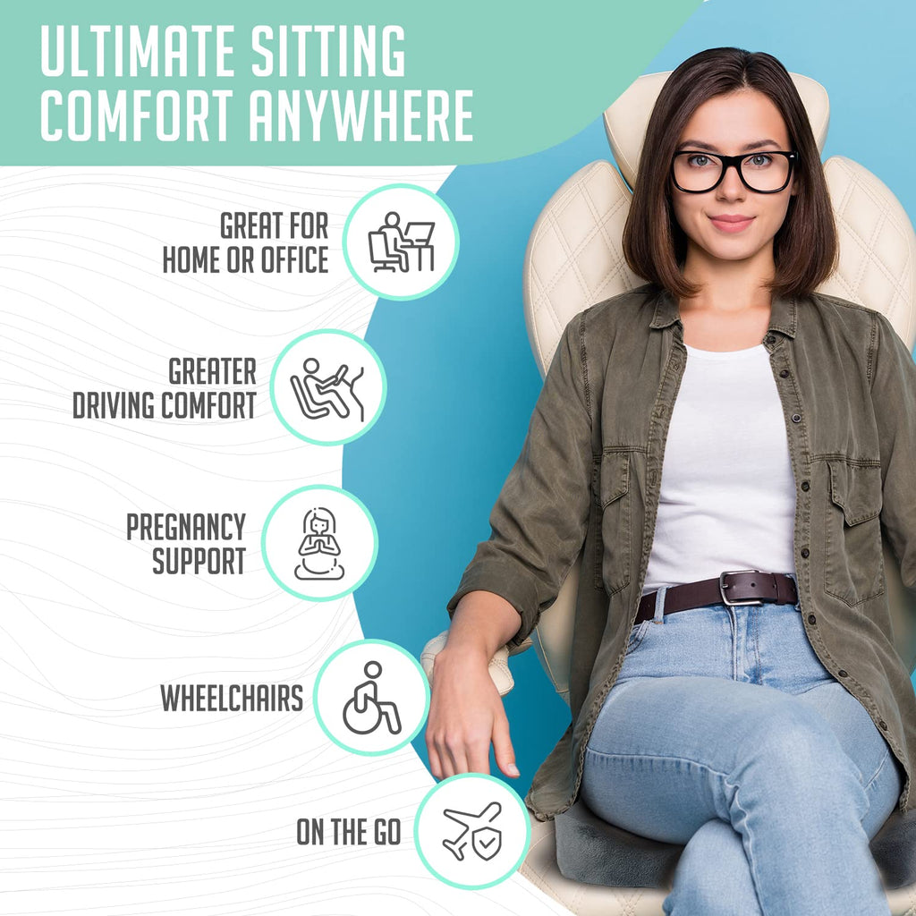 Cushy Tushy Foldable Sit Bone Seat Cushion - for Sit Bone Pain, Hip, Butt, Ischial Tuberosity, Hamstrings, and Sciatica Pain Relief - for Home, Office, and Driving…