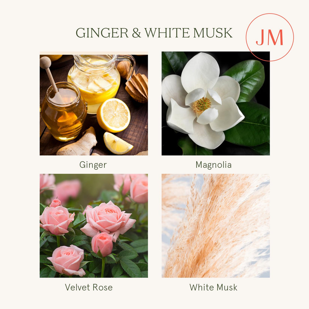 LA JOLIE MUSE Ginger & White Musk Scented Candles, Christmas Candles for Home Scented, Luxury Candles Gifts for Women, Holiday Ginger Candle, Natural Soy Wax Candle, 6 oz 40 Hours Burn
