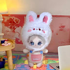 CALEMBOU Plush Doll Clothes, 4 Inches Cute Animal Series Plush Doll Clothes for Labubu, Kawaii Doll Clothes Accessories Set for Birthday Gifts (Cute Rabbit Set)