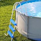 VEVOR Above Ground Pool Ladder, 3-Step Steel A-Frame Swimming Pool Stairs for 36 in High Wall, 300 lbs Capacity Entry/Exit Steps with Secure Non-Slip Sturdy Wide Step, Easy Setup, White & Blue
