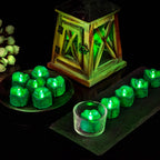Windshell Green Flickering Flame Tealight Candles with 6H Timer (No Remote), Melting Design (Plastic), Battery Operated LED Flameless Tea Lights for Party, Wedding, Halloween and Christmas, Pack of 12
